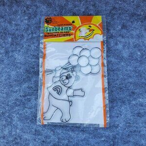 Kelly's Crafts Sunbeams Stained Glass Suncatchers Bear With Balloons VTG 1980s